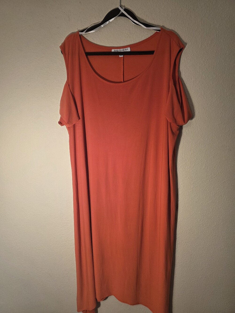 Women's Orange Cold-Shoulder Shift Dress